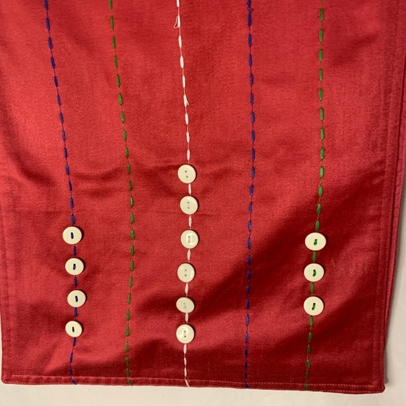 Table Runner 72 Inch Wine Embroidered Pattern Buttons Table Scape Decor Burgundy - Picture 2 of 8